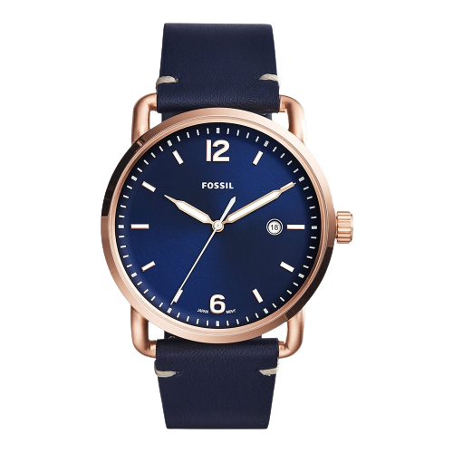 Fossil Men's Blue Leather Strap Watch - FS5404